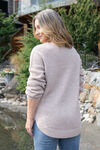 Cable-Knit Shirt-Tail Sweater , Pink, original image number 0