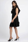 Double Cotton Gauze Flutter Dress, Black, original image number 1