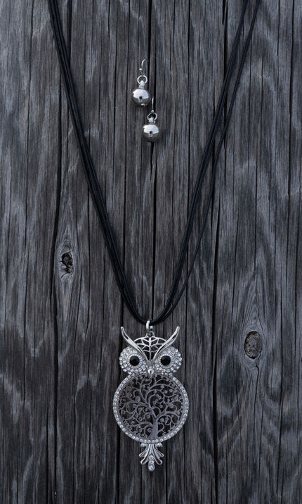 Owl Necklace Set , Silver, original