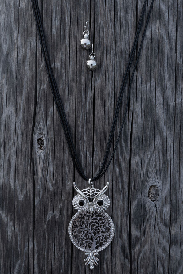 Owl Necklace Set , Silver, original image number 0
