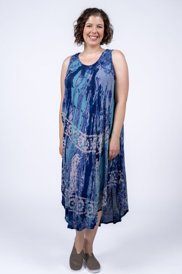 Sleeveless Midi Tie-Dye Dress, , original image number 2