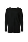 Ribbed Sweater with Side Slits, Black, original image number 0