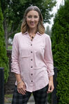 Cotton Button-Up Knit Shirt , Pink, original image number 0