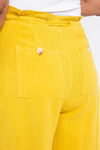 Linen-Blend Paper Bag Pant, Yellow, original image number 4