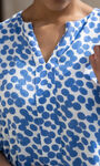 Elbow Sleeve Polka-Dot Midi Dress, Blue, original image number 2