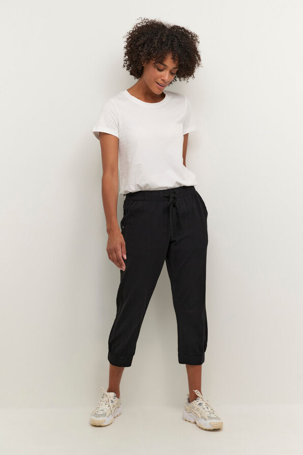 100% Cotton Capri Pants, Black, original image number 0