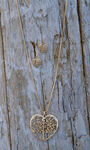 Tree of Life Heart Long Necklace Set , Gold, original image number 0