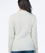 White Ribbed Mockneck Sweater , White, original image number 1