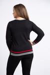 Felt Floral V-Neck Sweater , Black, original image number 2