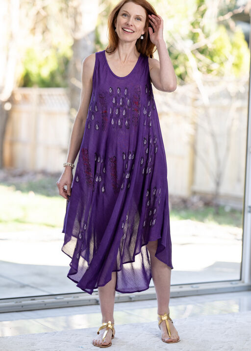 Sleeveless Midi Tie-Dye Dress, Purple, original