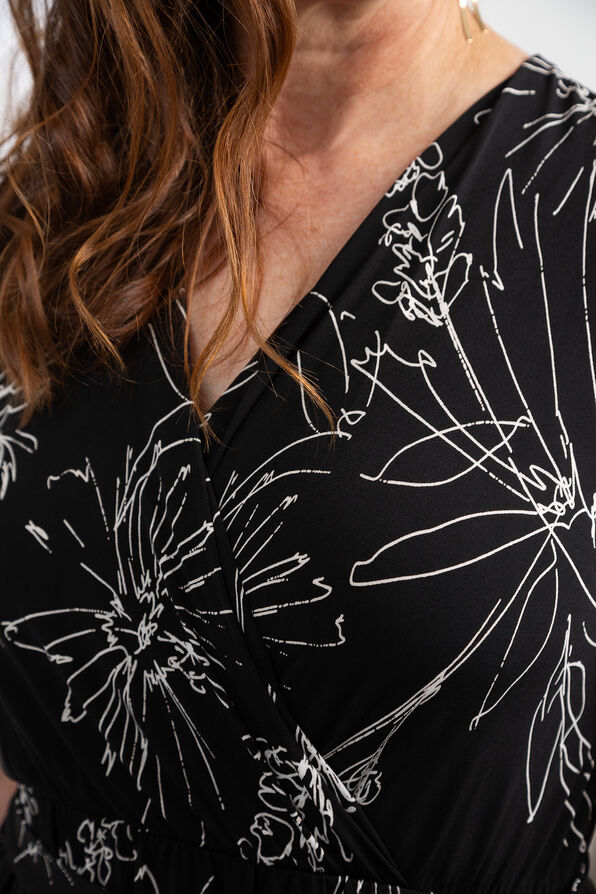 Short Sleeve Floral Midi Dress, Black, original image number 3