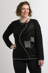 Boucle Flower Patches Sweater, Black, original image number 1