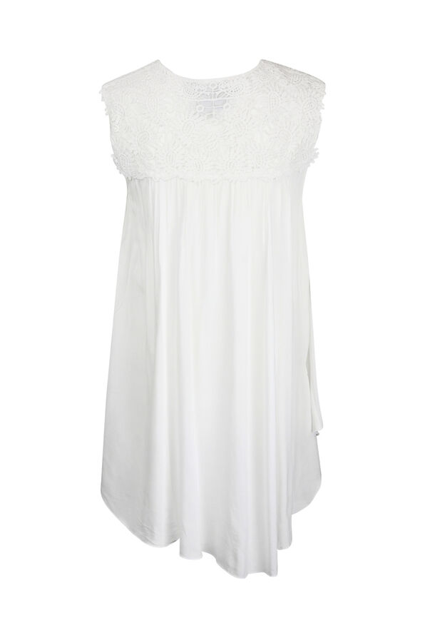 Lace Applique Sleeveless Top, White, original image number 2