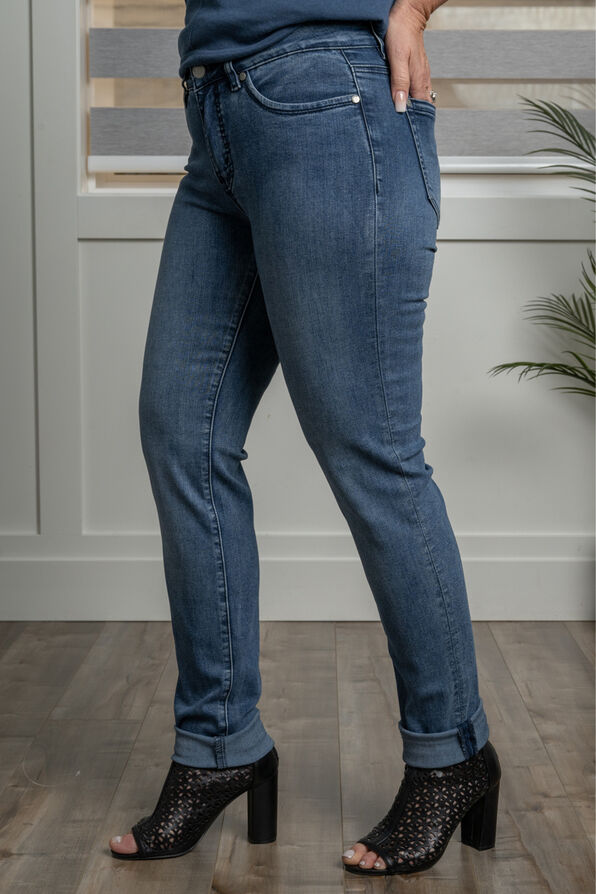Skinny-Leg Mid-High Waist Convertible Jeans, Denim, original image number 1