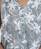 Sleeveless Tropical Button-Up Blouse, Green, original image number 2