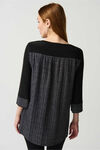 Lurex Stripe Silky Knit Tunic, Black, original image number 1