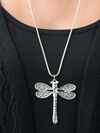 Dragonfly Long Necklace, Silver, original image number 0