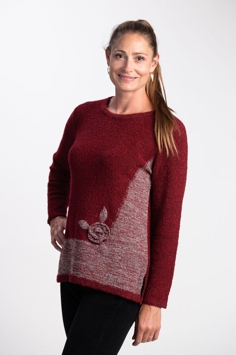 Boucle Rosette Sweater , Red, original