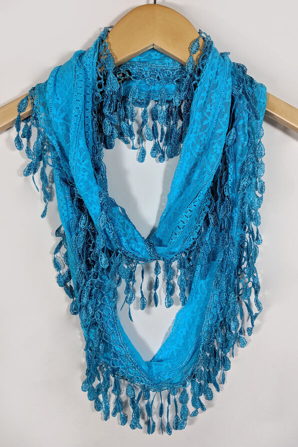 Infinity Lace Scarf, Turquoise, original image number 0