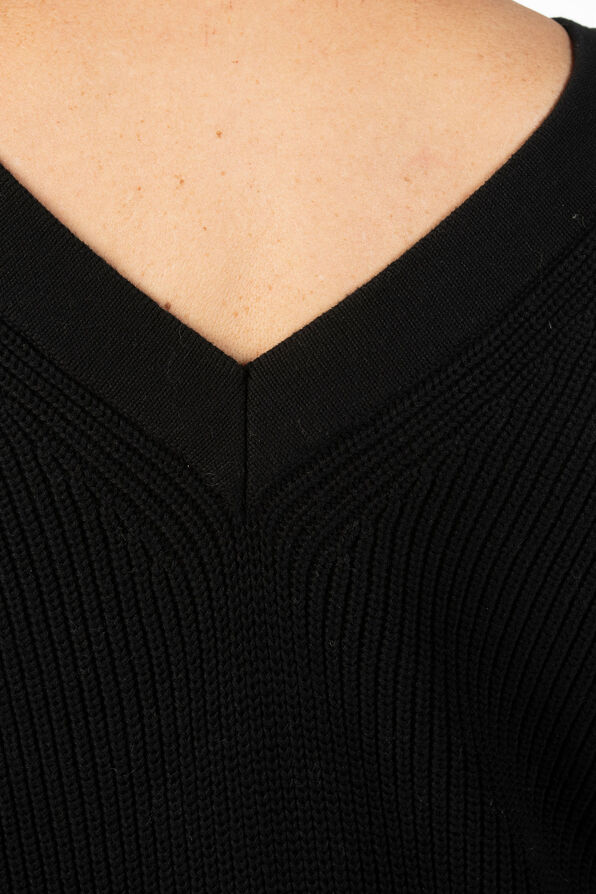 Wear It 2 Ways CableKnit Sweater, Black, original image number 3