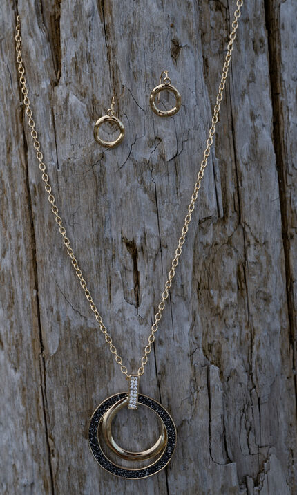 Interlocking Circles Necklace Set , Gold, original