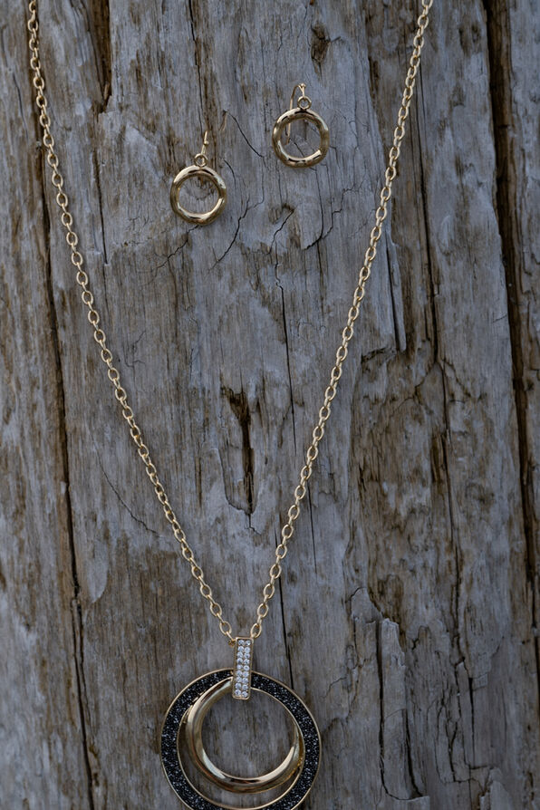 Interlocking Circles Necklace Set , Gold, original image number 0