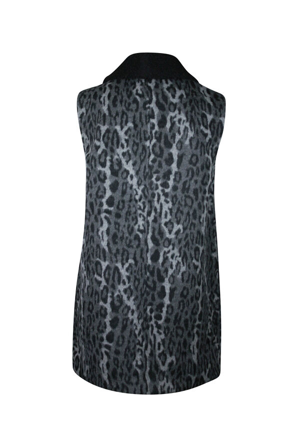 Animal Print Wool Blend Vest, Charcoal, original image number 1