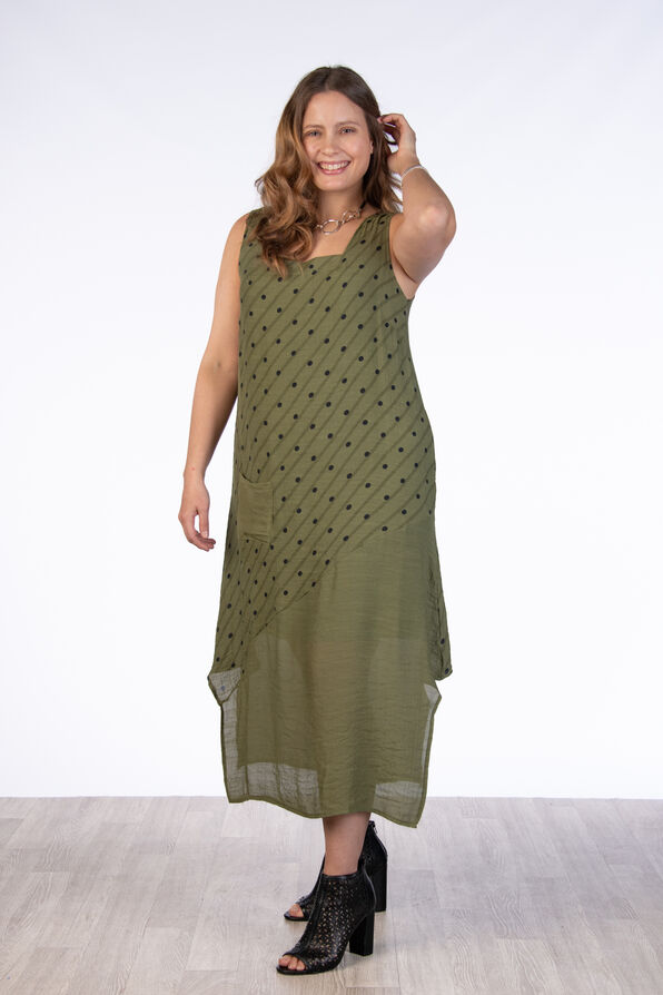 Olive Polkadot Dress, Olive, original image number 2
