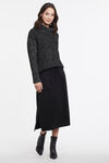 Hi-Lo Cowl Black Sequin Dark Heathered Drop Shoulder Sweater , Black, original image number 0