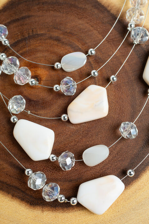 Stone & Bead Layered Necklace Set, White, original