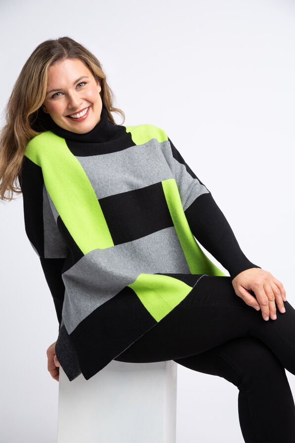 Color Block Turtleneck Sweater , Lime, original image number 3