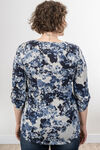 Blueberry Blue Floral Shirt With Ruchin Tab Sleeves , White, original image number 1