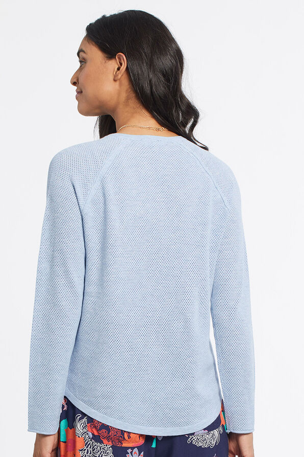 Mesh-Knit  Raglan Sweater, Blue, original image number 1