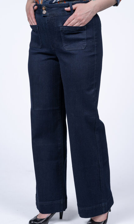 High-Waist Wide-Leg Jeans , Denim, original