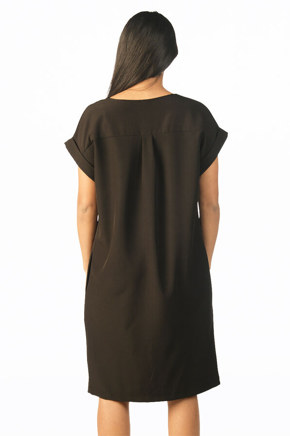 Sophisticated Shirt Dress, Black, original image number 1