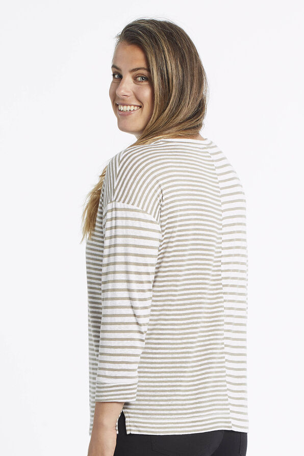 Multi-Stripe Linen-Mix Shirt, Olive, original image number 1