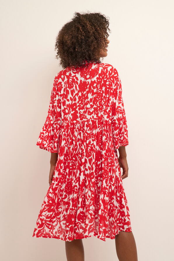 ¾ Sleeve Midi Dress, Red, original image number 2