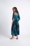 Puff Sleeve Pleated Maxi Dress , Turquoise, original image number 2