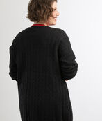 Cable Knit Open-Front Pocket Cardigan, Black, original image number 2