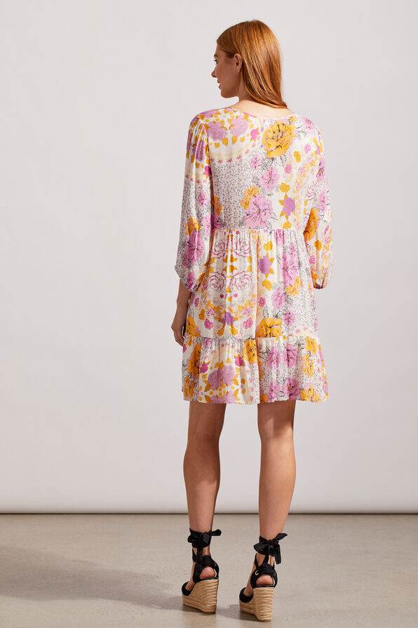 ¾ Sleeve Jacquard Midi Dress, Pink, original image number 1