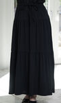 100% Cotton Tiered Maxi Skirt, Black, original image number 1