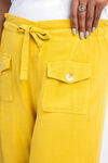 Linen-Blend Paper Bag Pant, Yellow, original image number 3