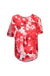 Printed Short Sleeve Top with Slit and Twist, , original image number 2