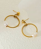 HAILEY Natural Freshwater Pearl Earrings, Gold, original image number 2