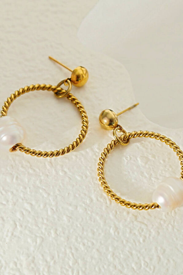 HAILEY Natural Freshwater Pearl Earrings, Gold, original image number 2