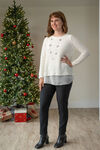 Sparkly Sequin Chiffon Sweater, White, original image number 2