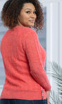 Long-Sleeved Crewneck Sweater with side buttons, Red, original image number 1