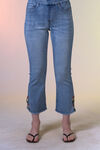 Embellished Cut-Off Cropped Wide Leg Jean, Blue, original image number 4