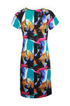 Short Sleeve Swing Dress with Grommet Laced Shoulder, Turquoise, original image number 1