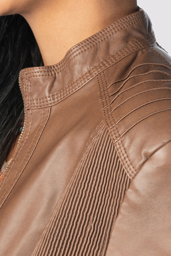 Moto Leather Jacket, Brown, original image number 5